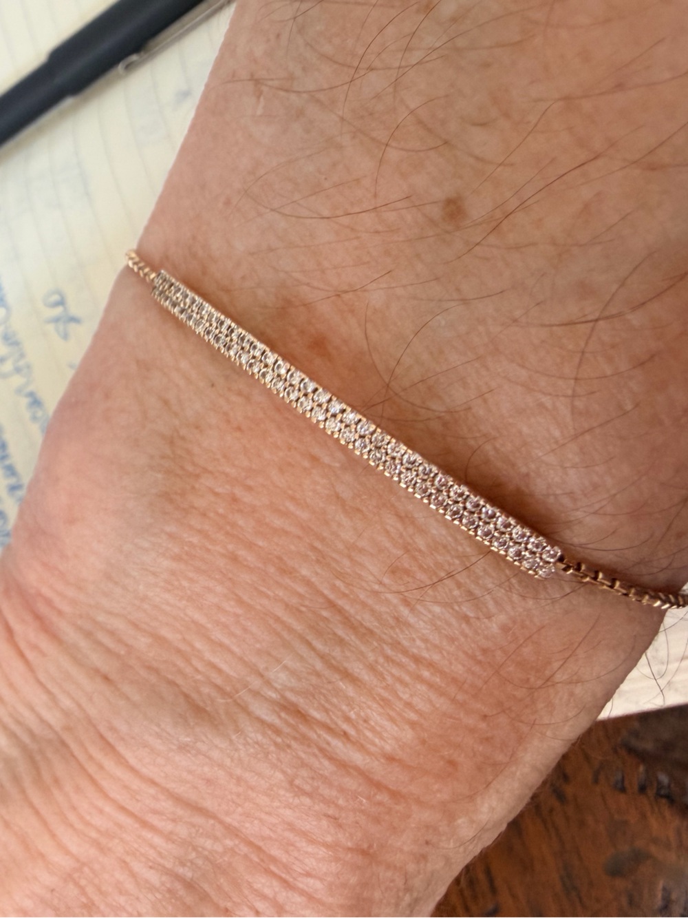Double Bar Diamond Pavé Bracelet - adjustable 18k gold chain -  Fine Jewelry